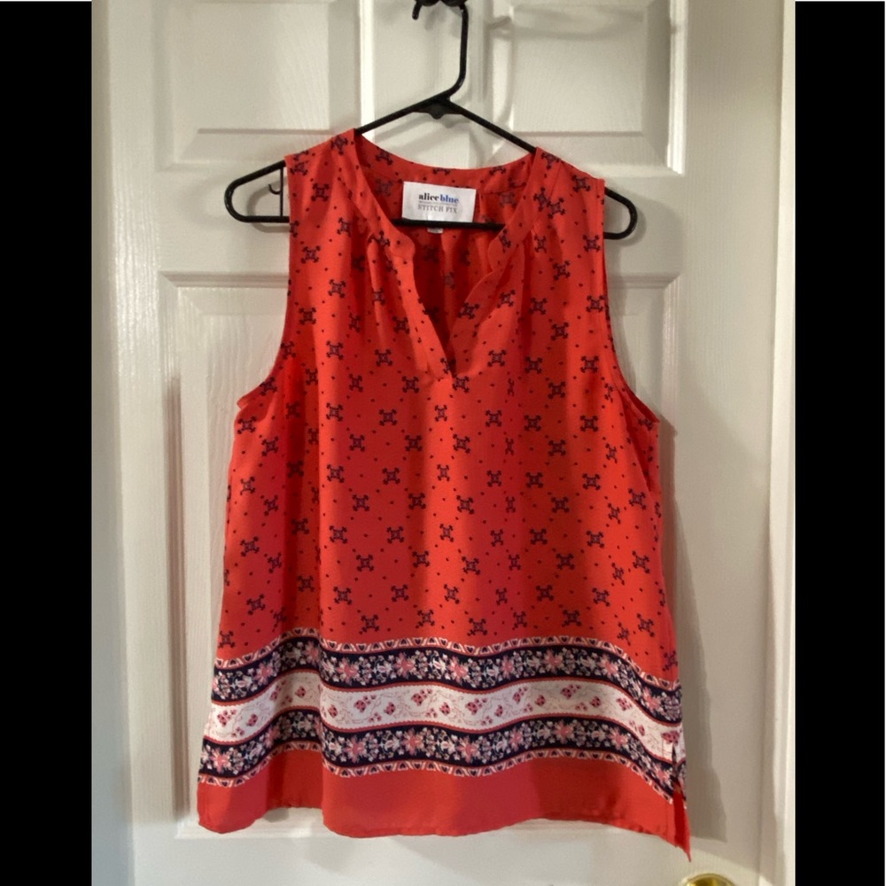 ALICE BLUE Tank Top, Color Salmon Sz L.